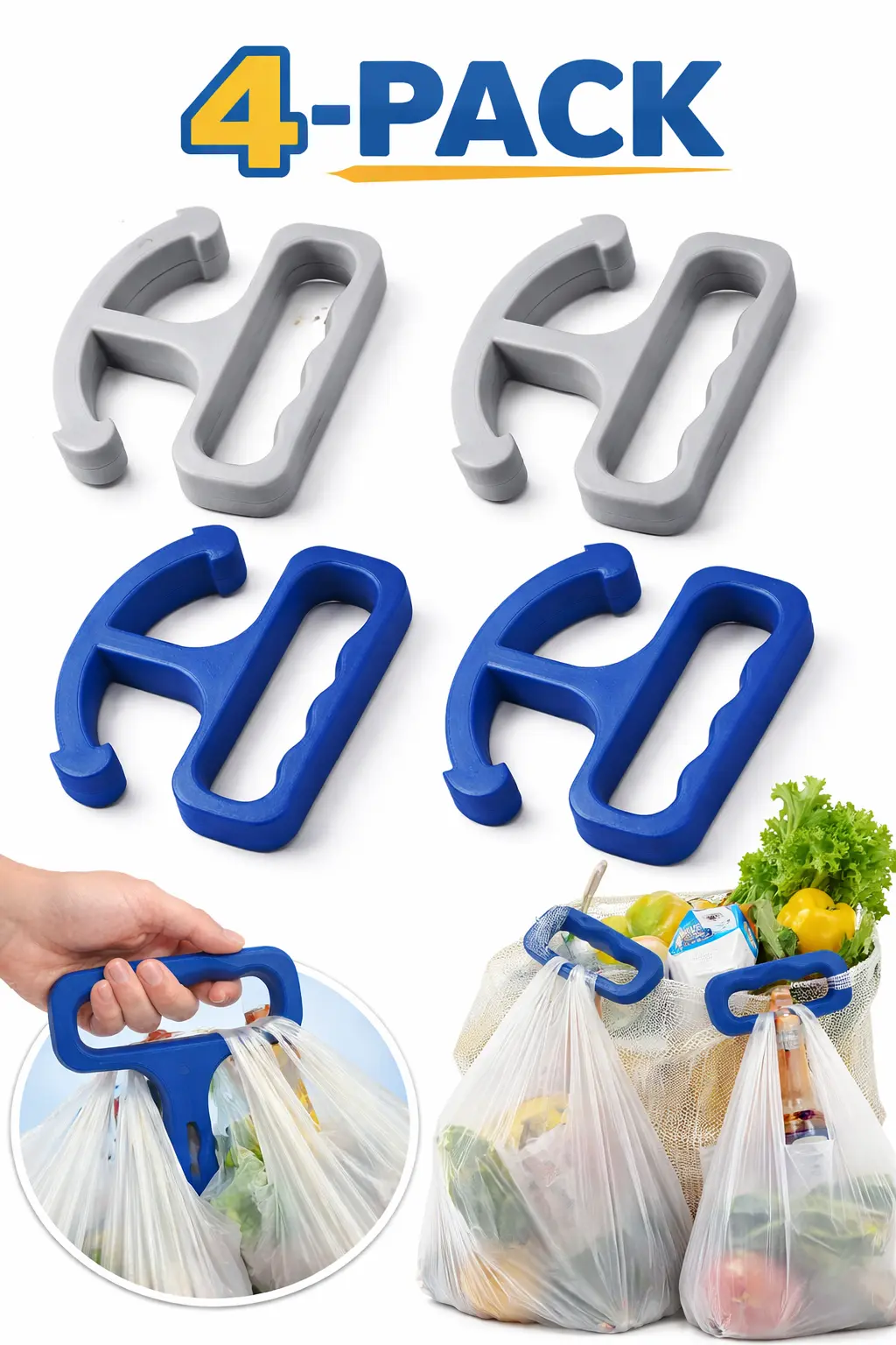 Deipo Groceries bag handle carrier, shopping bag carrier - 4 Pack